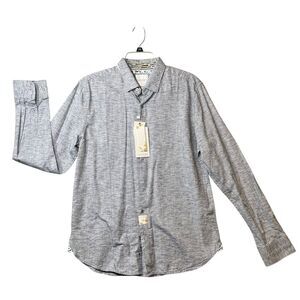 Cactus Man Ricky Singh Shirt Mens Medium Gray Long Sleeve Button Up Floral Trim